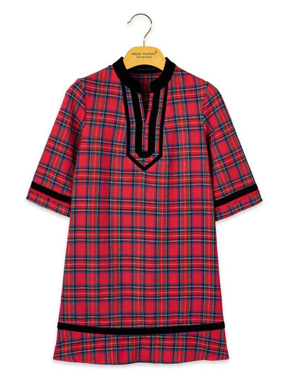 PP-0226-YTH-DRS-YNCK-HOL Simply Southern Youth Girl's Hoilday Dress Red Plaid 0