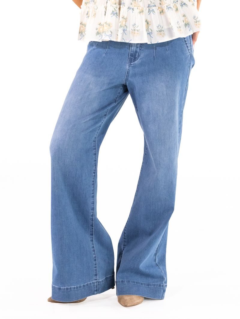 PP-0226-PNT-DNM-BLL Simply Southern Women's Denim Big Leg Pant 0
