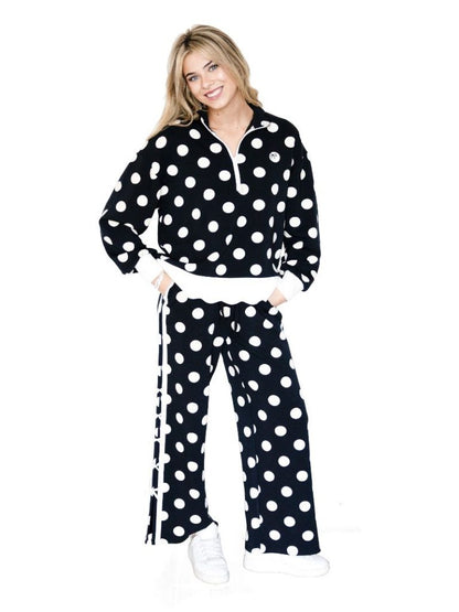 PP-0226-PNT-LNG-TIE-BLK Simply Southern Women's Black Polka Dot Tie Pants 0