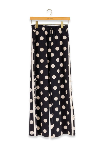 PP-0226-PNT-LNG-TIE-BLK Simply Southern Women's Black Polka Dot Tie Pants 0