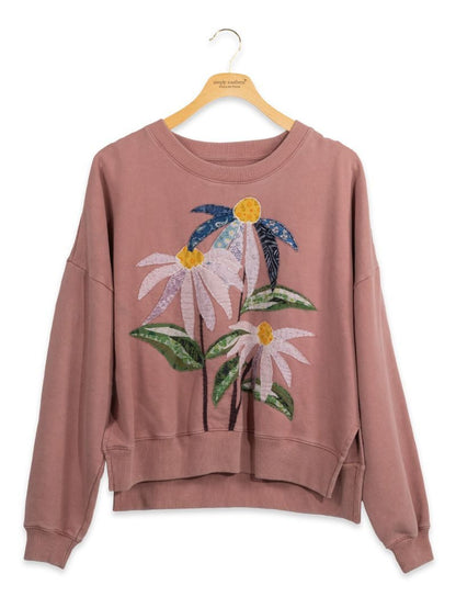 PP-0226-SWTSH-CZY-FLRL Simply Southern Women's Crazy Floral Crewneck Brush 0