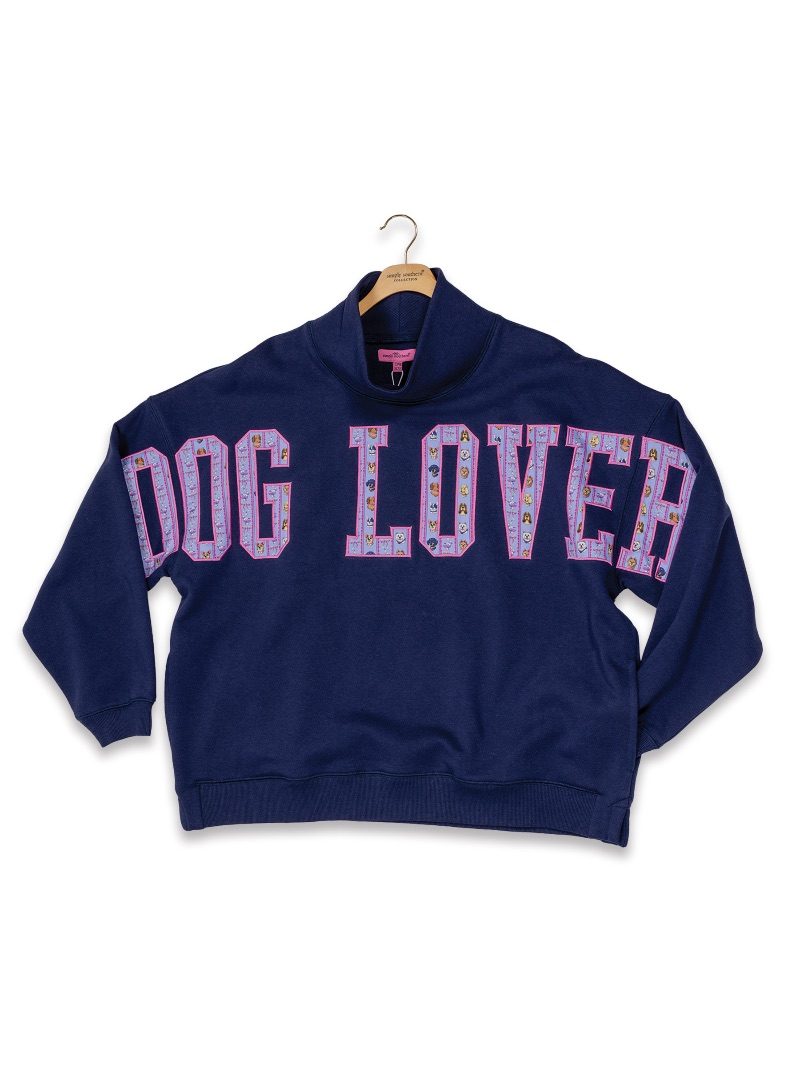 0226-SWTSH-MCK-EVD-DGLVR-OS Simply Southern Women's Mock Neck Dog Lover Top One Size