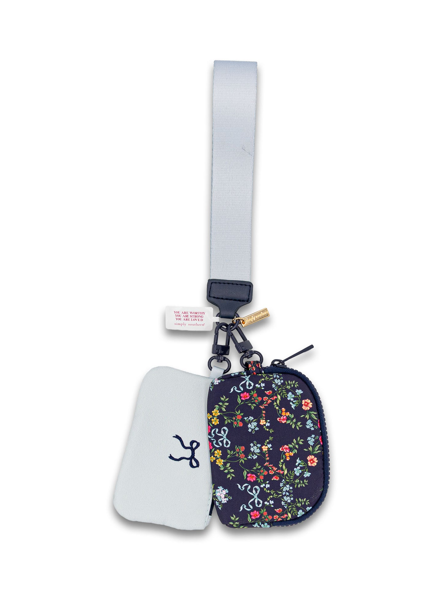 0226-WRISTLET-IDCOIN-RBNFLR Simply Southern Coin ID Wristlet Robin Flower