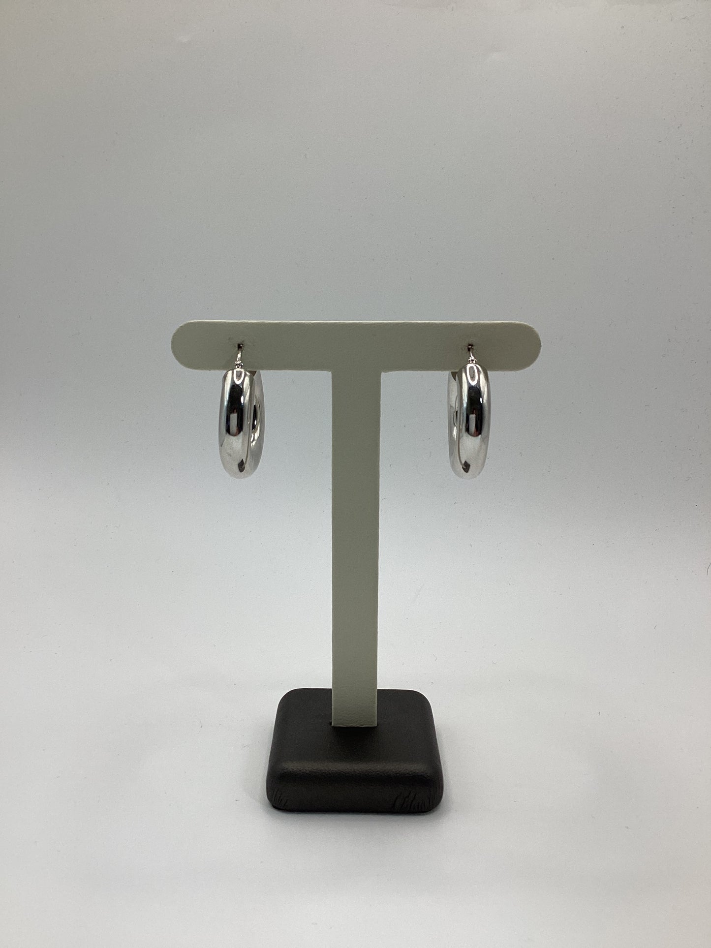 Sterling Silver Thick Round Tube Hoop Earrings
