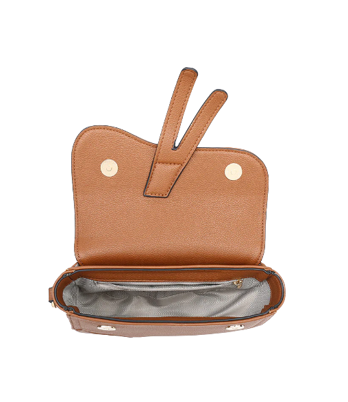 Marisol Vegan Asymmetrical Saddle Bag in Brown