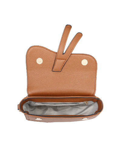Marisol Vegan Asymmetrical Saddle Bag in Brown