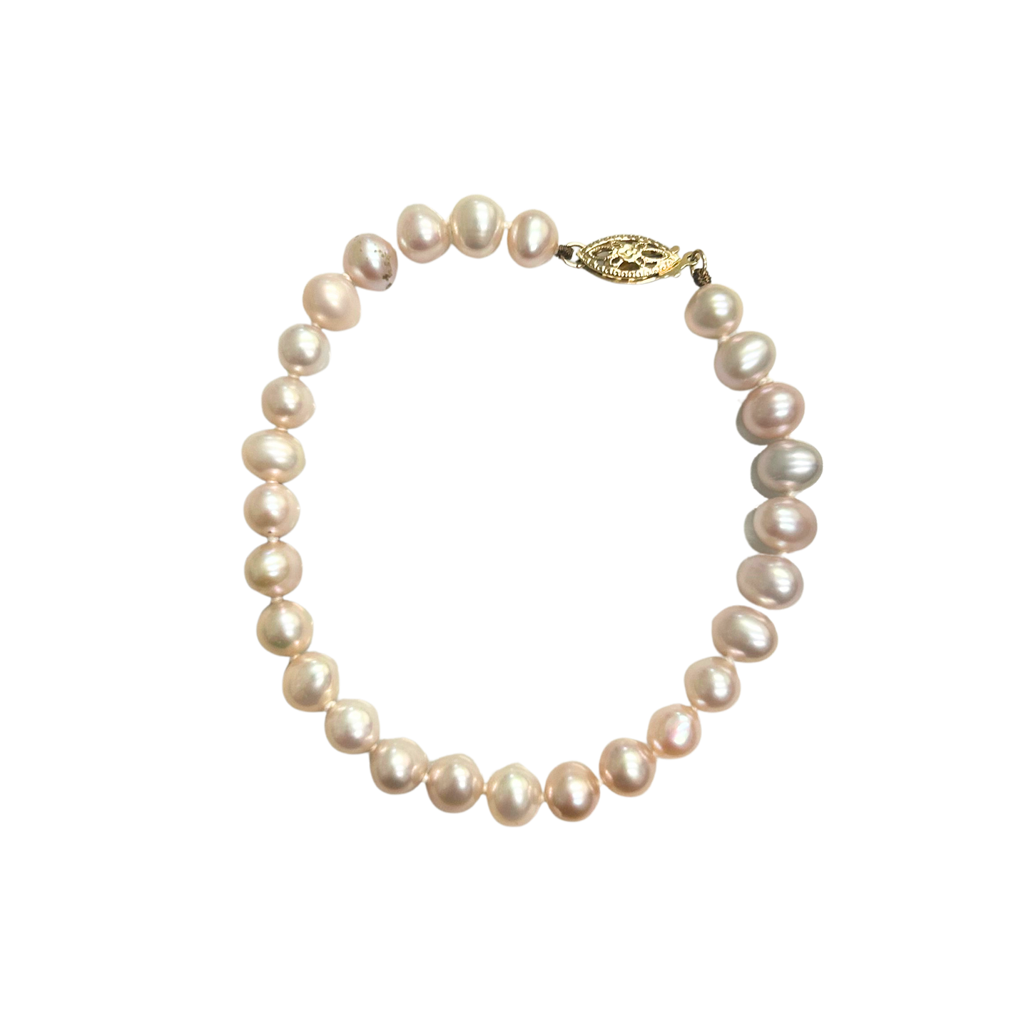 14K Yellow Gold 6MM Freshwater Pearl Bracelet