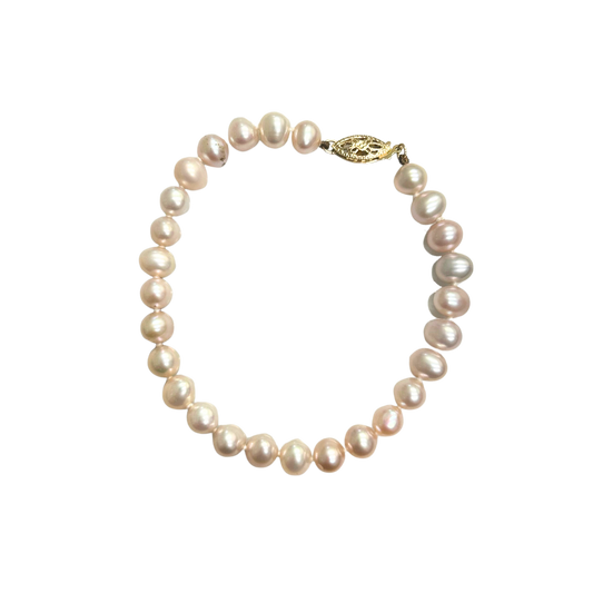 14K Yellow Gold 6MM Freshwater Pearl Bracelet