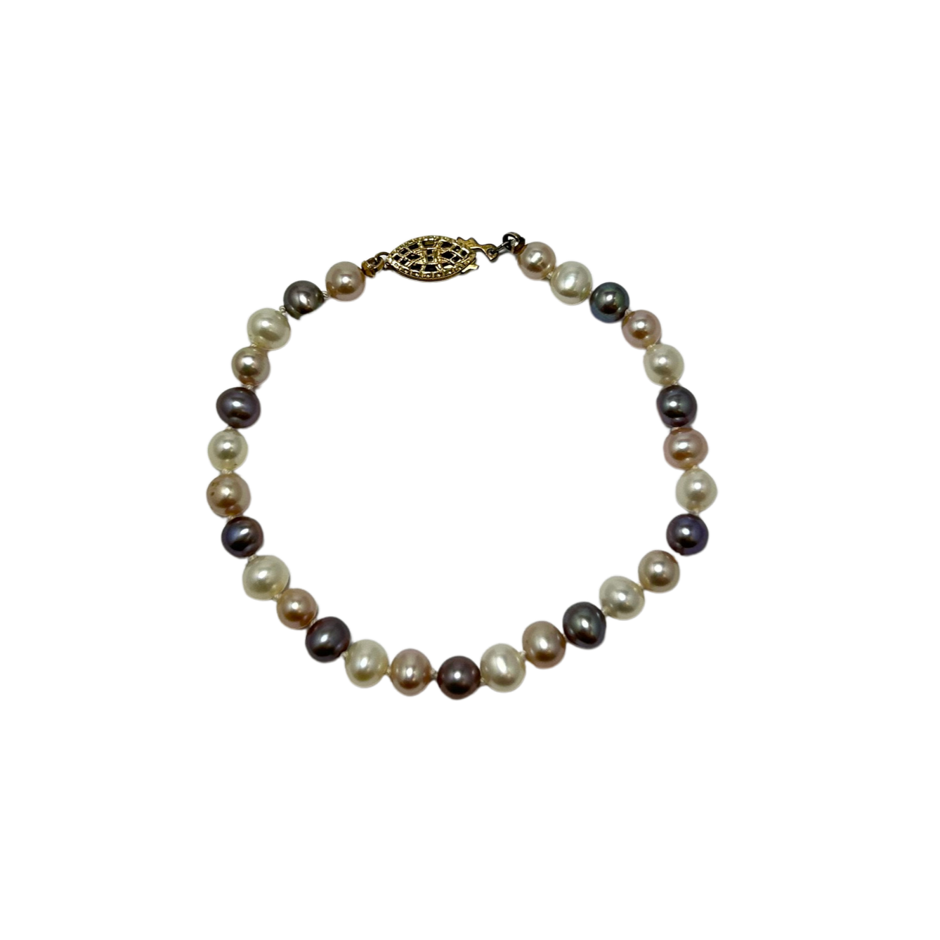 14K FWP BRACELET 14K Yellow Gold Multi Color Freshwater Pearl Bracelet - 7"