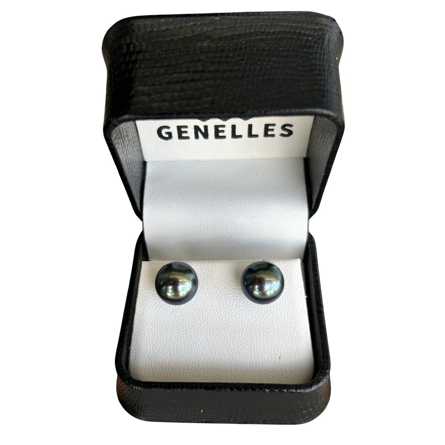 N 14K T37 11MM F/W BLK 14K Yellow Gold Black Freshwater Pearl Earrings