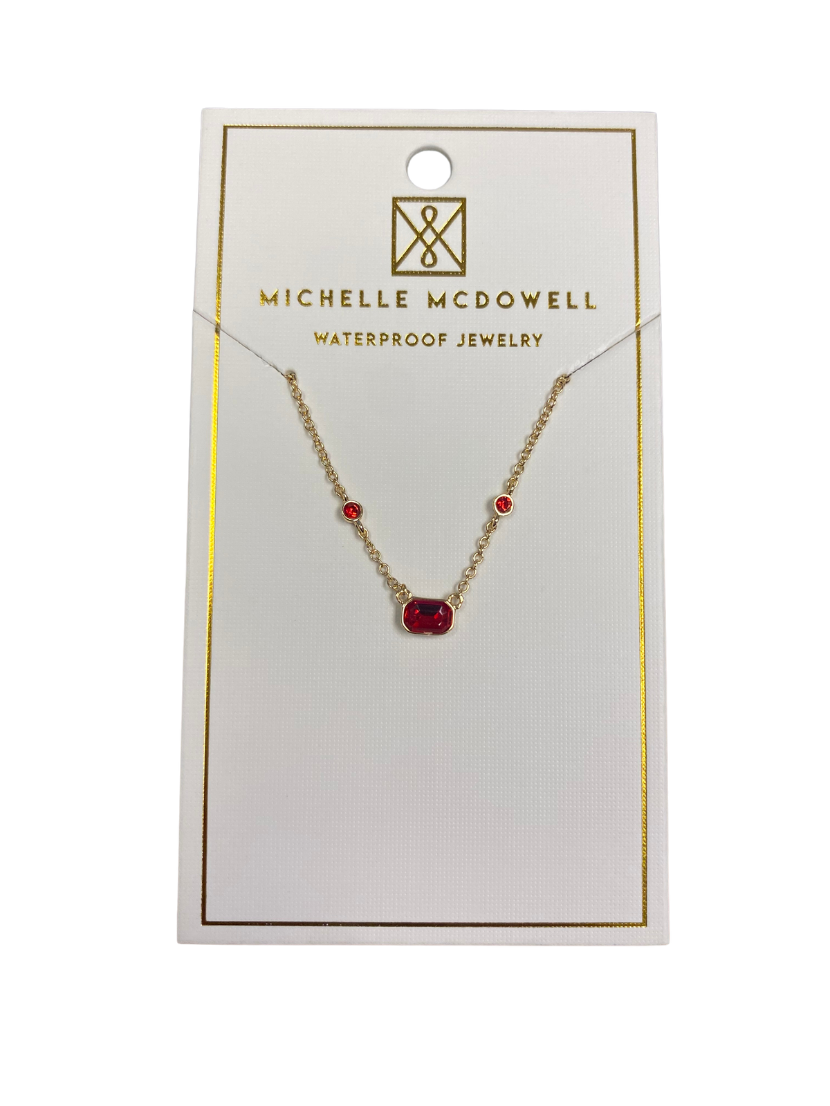 79842 Michelle McDowell Gold Tone Red Stone Hadley Necklace 0
