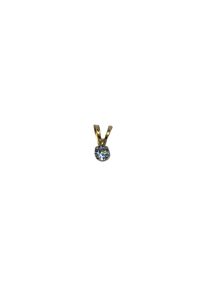 FP/3B-DEC 10K Yellow Gold 3MM Light Blue Stone Pendant