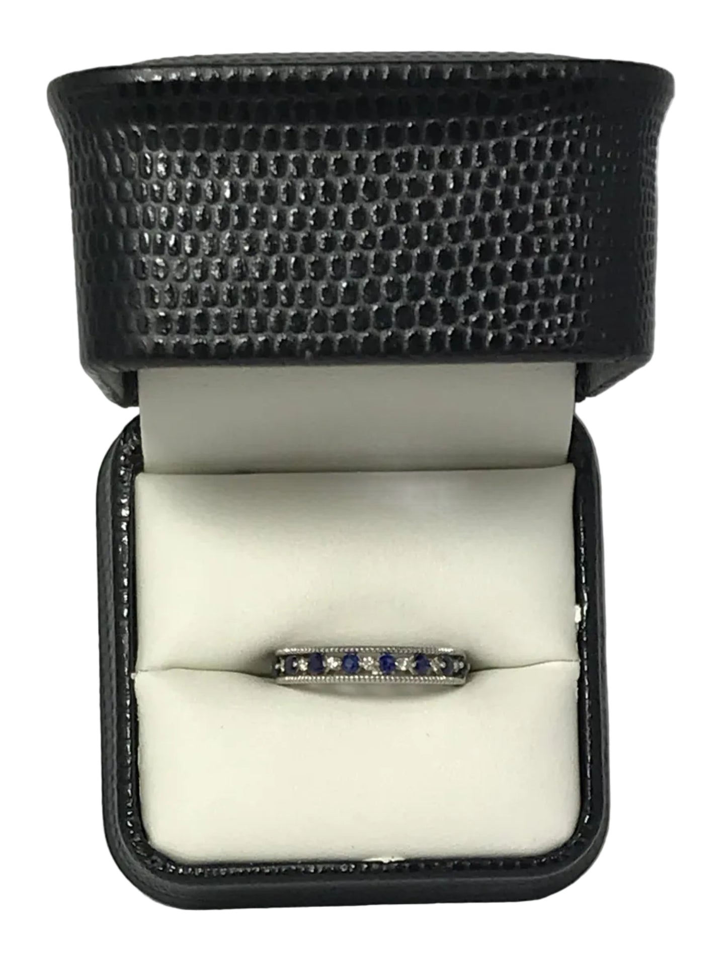 U B-R-019459 10K White Gold .08CTW Diamonds .40CTW Sapphires Band