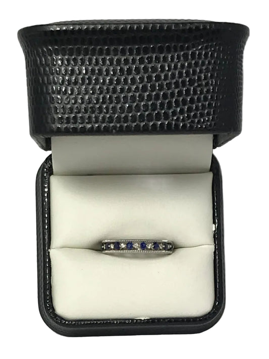 U B-R-019459 10K White Gold .08CTW Diamonds .40CTW Sapphires Band