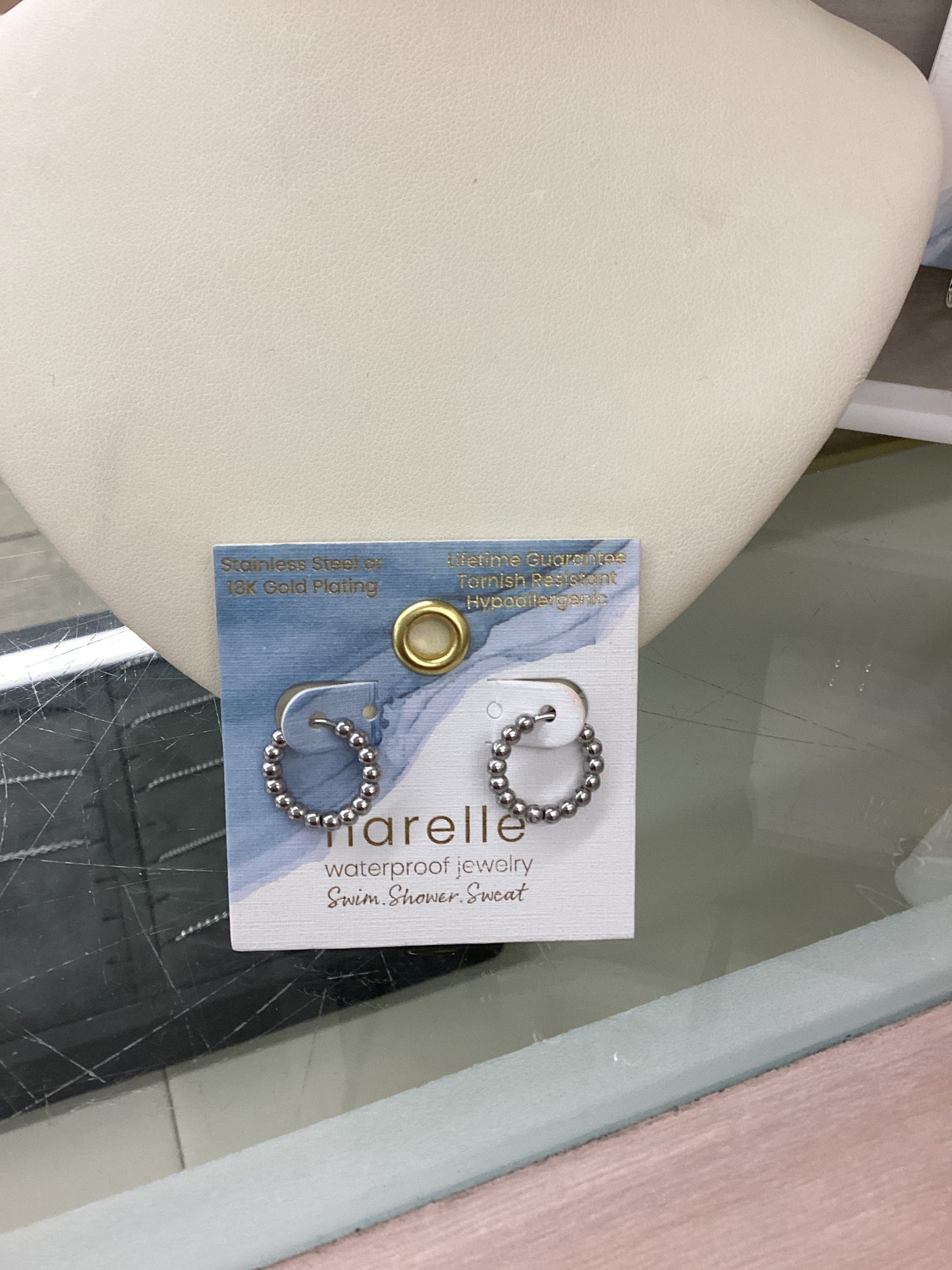 10717 Narelle Bead Hoop Earrings Stainless Steel 0