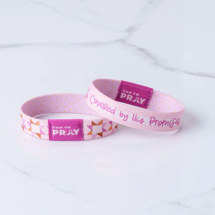 (100-535 TTP) Versible Tap To Pray Wristband – Covered by His Promises