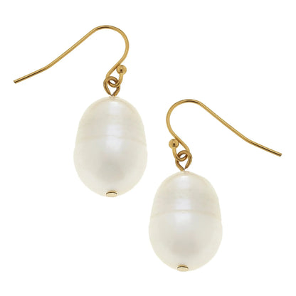 1006LG Susan Shaw Gold Plated Freshwater Pearl Drop Earrings