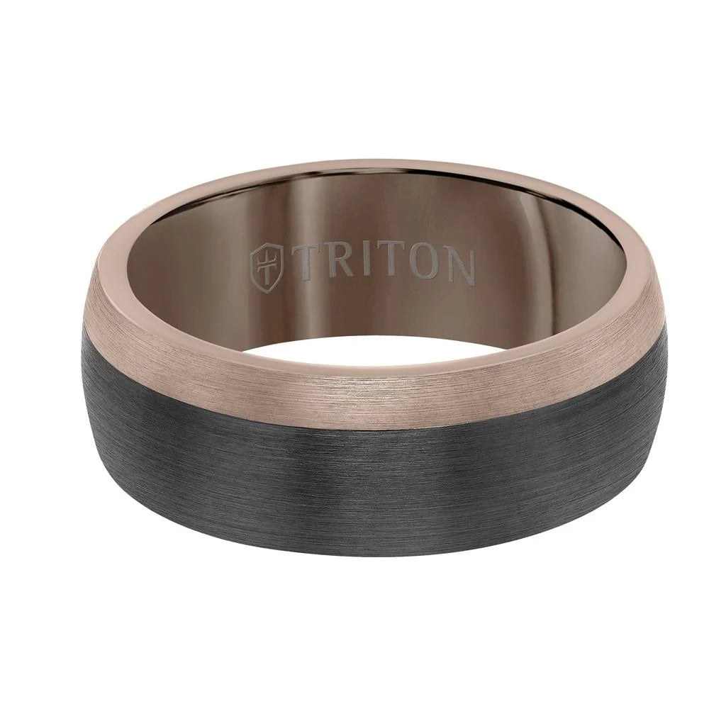 11-6170 Triton 8MM Espresso Tungsten Carbide Ring - Color Blocking and Dome Shape 0
