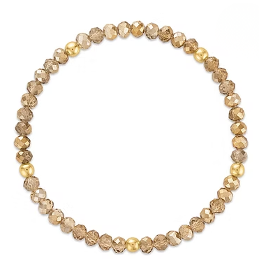 Mila-650 Mila-Mix Golden Champagne Gold Tone Ball Stretchy Facet Bracelet 0