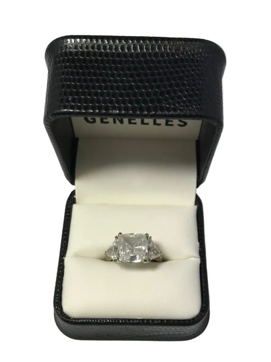 U 38269 14K White Gold Princess CZ with Trillion Side CZs Ring