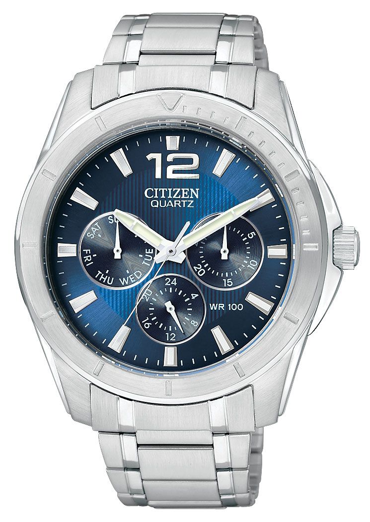 Mens Silver Tone Stainless Steel Citizen Quartz Watch