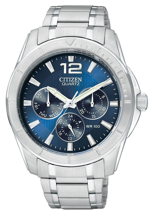 Mens Silver Tone Stainless Steel Citizen Quartz Watch