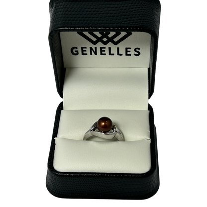 14KW CHOCOLATE FW RING 14K White Gold Freshwater Chocolate Pearl Ring