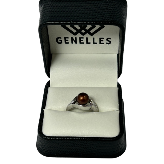 14KW CHOCOLATE FW RING 14K White Gold Freshwater Chocolate Pearl Ring