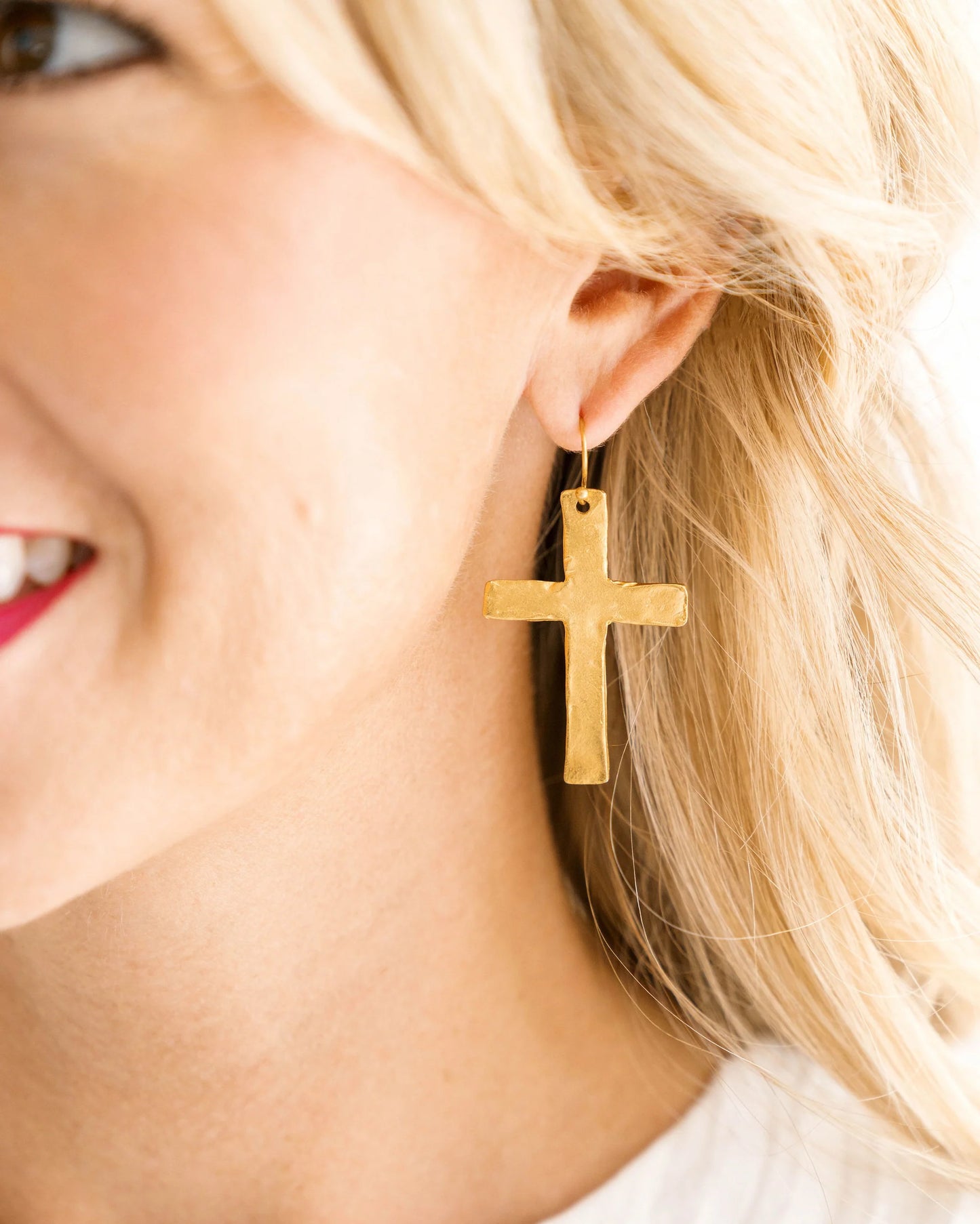 1532G Susan Shaw Gold Plated Classic Cross Earrings