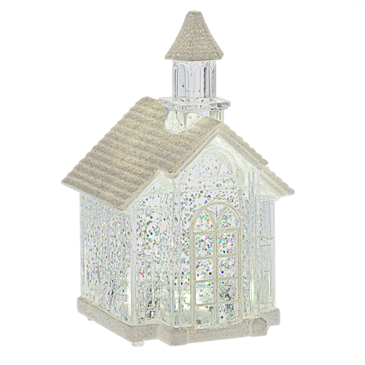 166141 Ganz Lighted LED Church Mini Shimmer Battery Operated Snow Globe 0