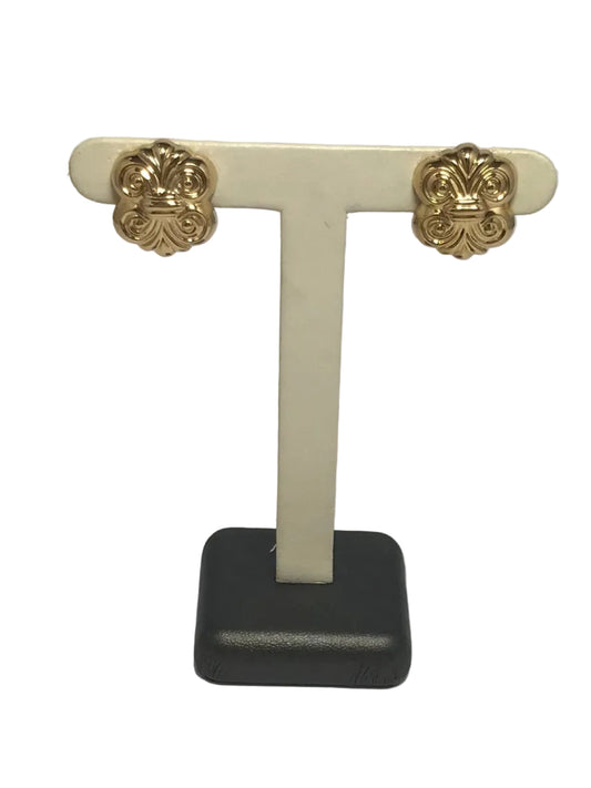 U 14K Yellow Gold Scroll Stud Earrings