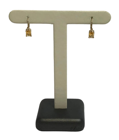 U 165987 14K YG Yellow Emerald Cut Stone and Clear Stone Earrings