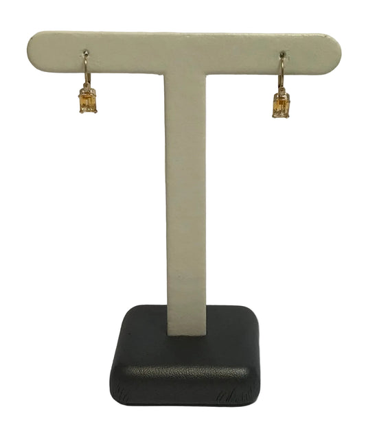 U 165987 14K YG Yellow Emerald Cut Stone and Clear Stone Earrings