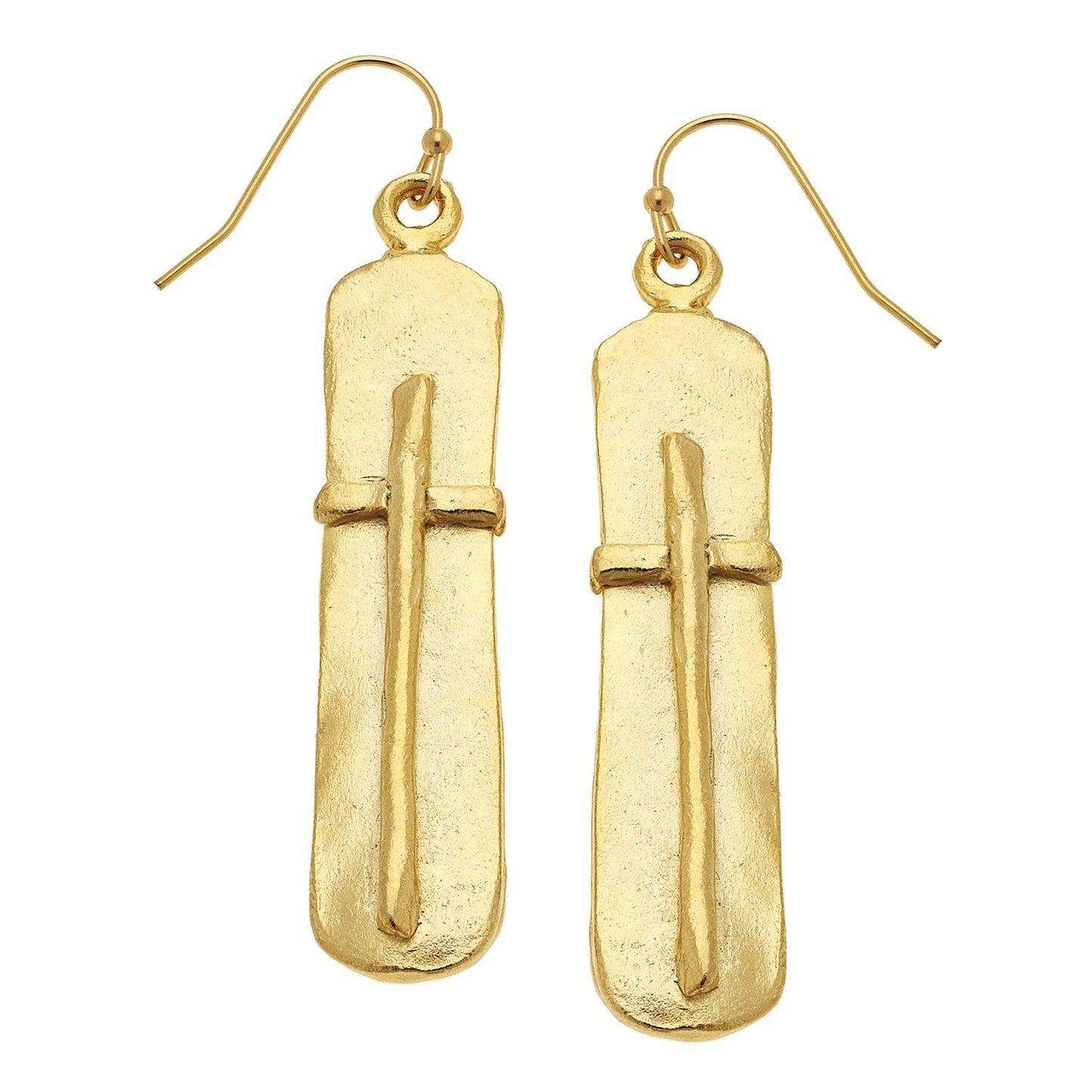 1915G Susan Shaw Gold Plated Bar Cross Earrings