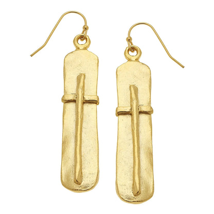 1915G Susan Shaw Gold Plated Bar Cross Earrings