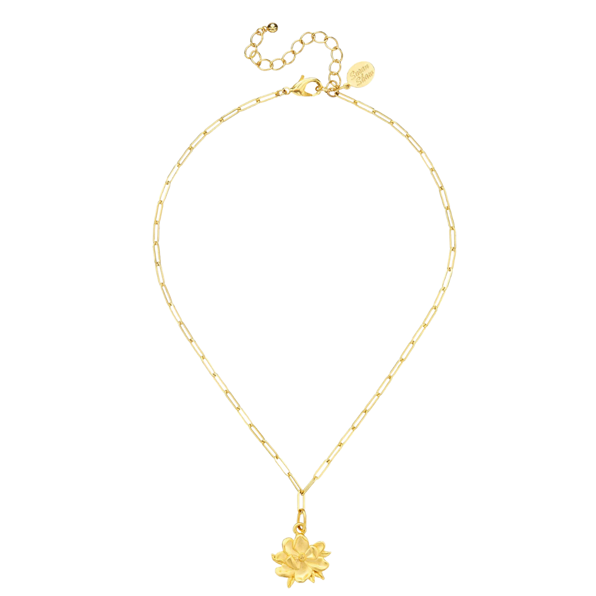 Susan Shaw Gold Magnolia Paperclip Necklace