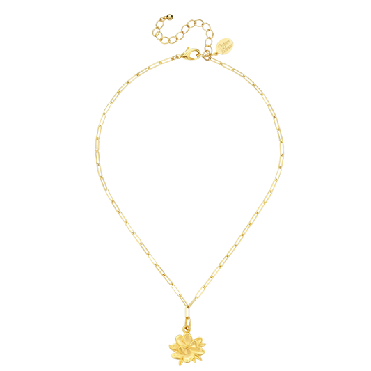 Susan Shaw Gold Magnolia Paperclip Necklace
