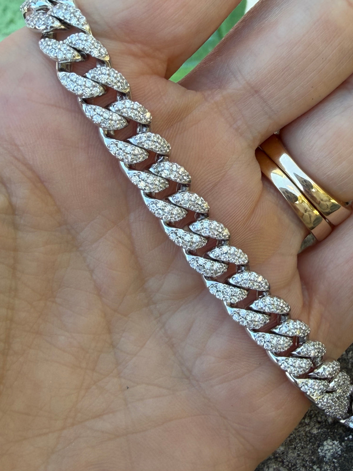 Sterling Silver Men's 8" CZ Curb Link Bracelet 0
