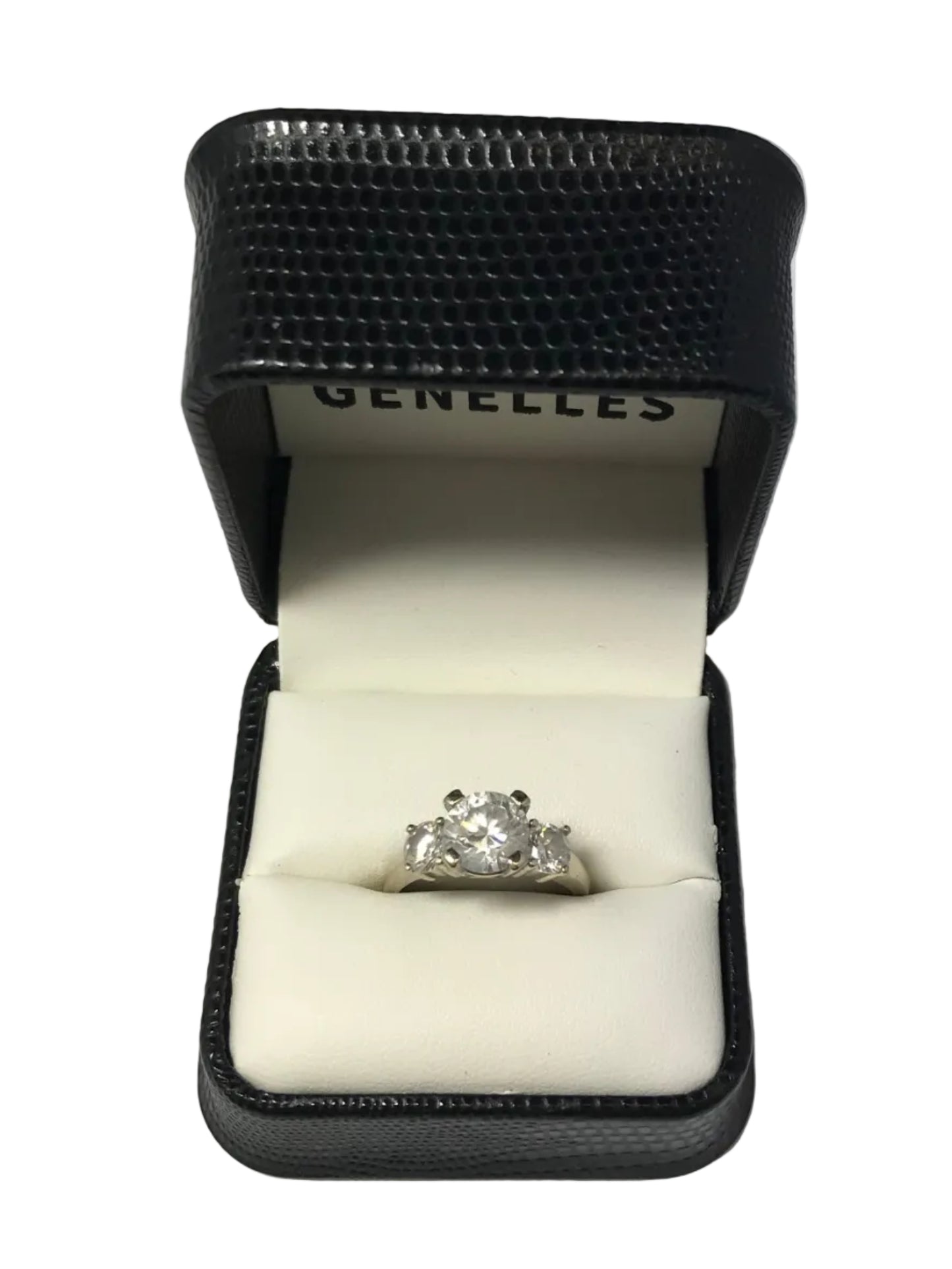 U 38269 14K White Gold 3 Stone CZ Ring