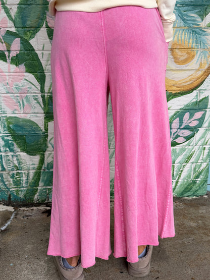 EB40128 Easel BARBIE PINK WASHED TERRY Ginny Pant