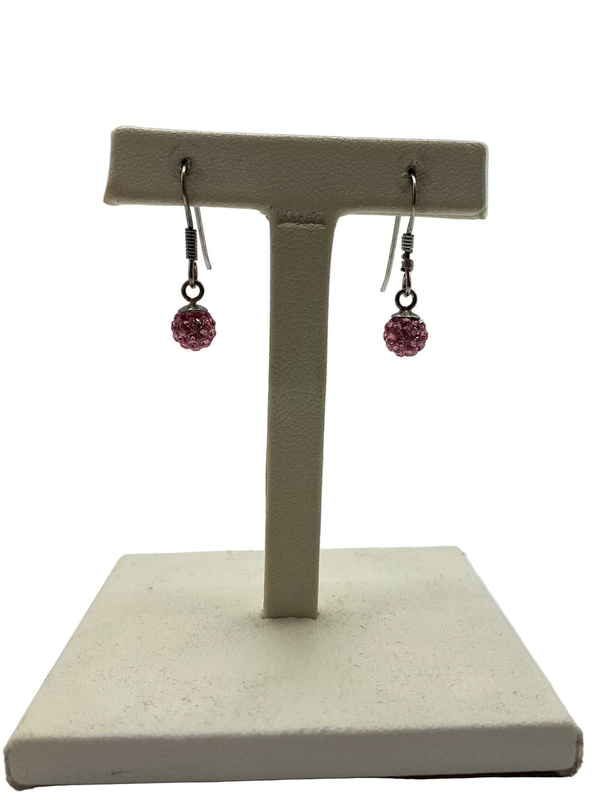 XE57/1 Quality Gold Sterling Silver Pink Crystal Ball Earrings 0