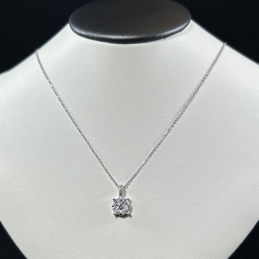 10K White Gold .28CTTW Cluster Diamond Necklace