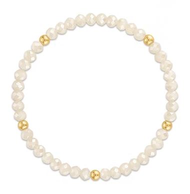 Mila-300 Mila Mix Light Cream with Gold Tone Ball Stretchy Bracelet 0