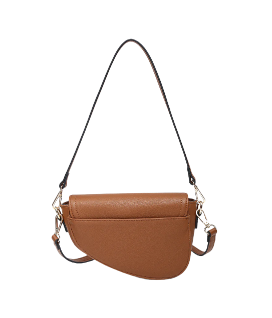 Marisol Vegan Asymmetrical Saddle Bag in Brown