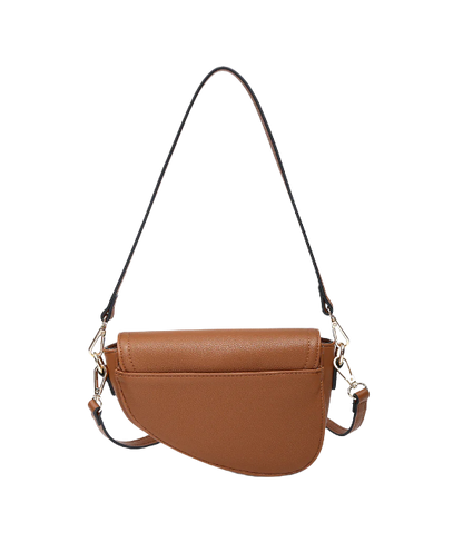 Marisol Vegan Asymmetrical Saddle Bag in Brown