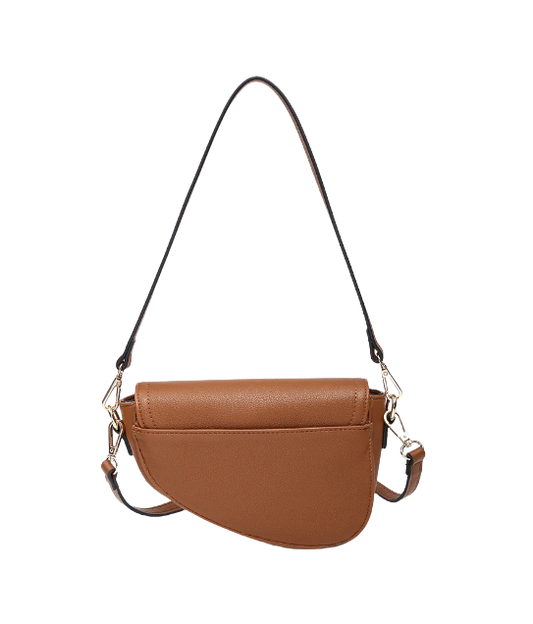 Marisol Vegan Asymmetrical Saddle Bag in Brown