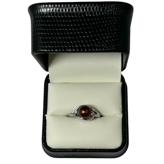 14KW CHOCOLATE FW RING 14K White Gold Freshwater Chocolate Pearl Ring