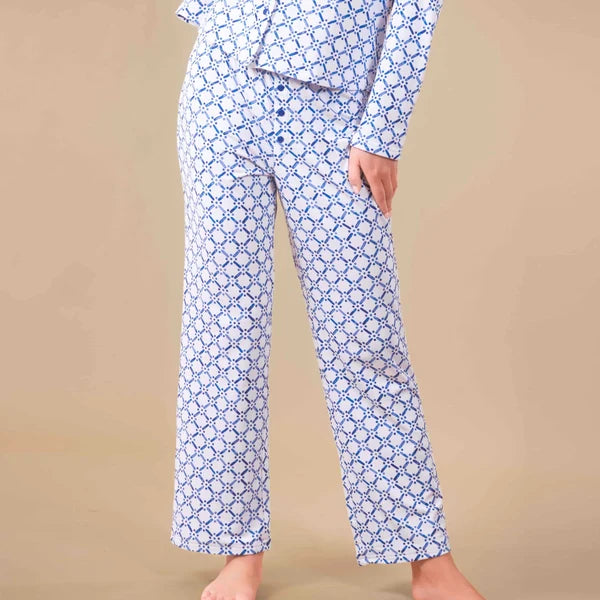 97867 Amanda Blue Blu Diamond Pajama Pants | Blue Cloud Plush PJ Bottoms 0