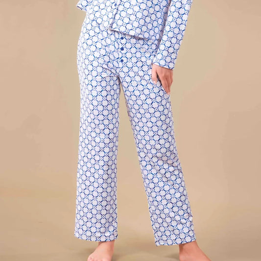 97867 Amanda Blue Blu Diamond Pajama Pants | Blue Cloud Plush PJ Bottoms 0