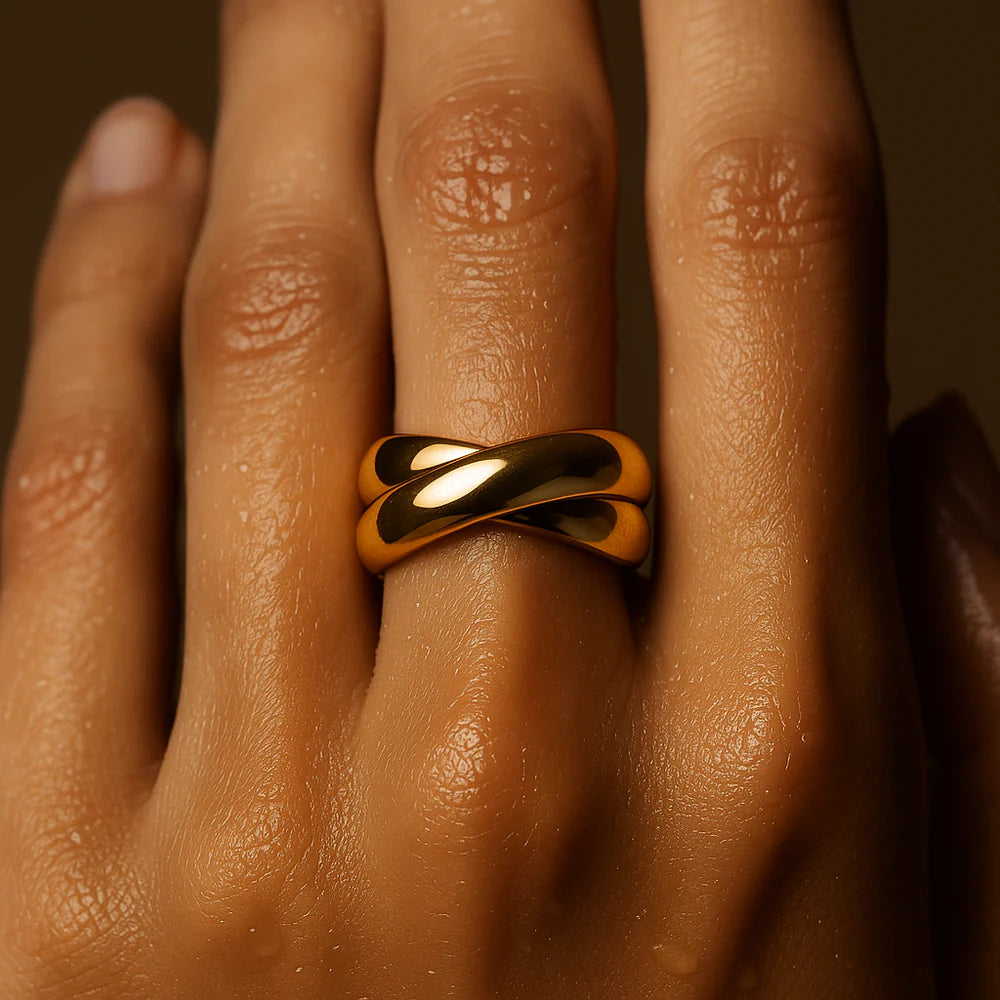 150 Ellie Vail Waterproof Gold-Plated Stainless-Steel Yarden Interlocking Ring